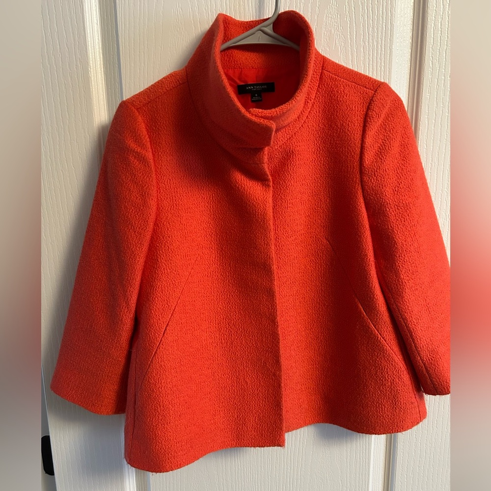 Ann Taylor Vibrant Orange Cape Jacket